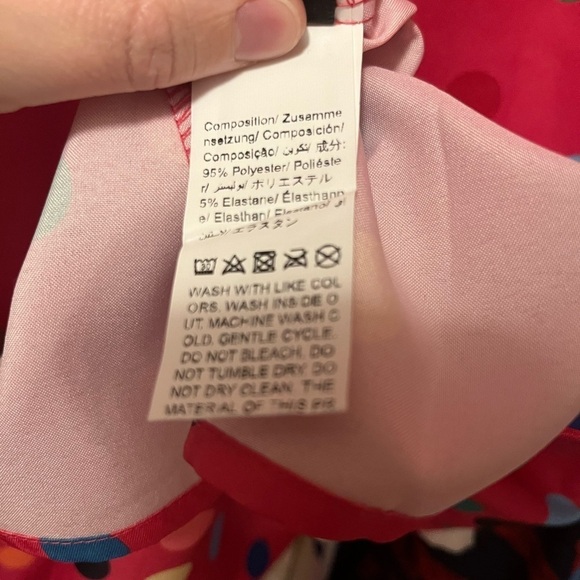 SHEIN Pink with Rainbow Polka Dots Ruffle Sleeve Dress Teacher Bright Colorful - Picture 7 of 11